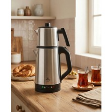 King K736 Arvella Çay Makinesi Paslanmaz Çelik Inox - Siyah Sıcak Tutma Özelliği ile