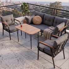 Canisa Ekon Serisi 1. Sınıf 3+1+1 Gri Bahçe Balkon Oturma Koltuk Takımı,