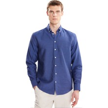 Ted Baker Mavi Erkek Düğmeli Comfort Fit Oxford Gömlek TBMRSH2060
