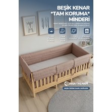 Yasetex Tasarım Montessori Beşik Kenar Koruma Takımı %100 Pamuk - Darbe Önleyici - Açık Kahverengi - Buble Full