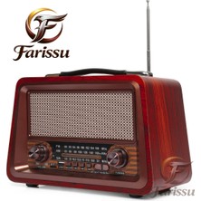 farissu GS-1340 Nostaljik Bluetooth Radyo – Mdf Gövde, Fm/am/sw, Usb/tf, 1+1 Yedek Batarya Hediyeli