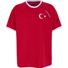 North Of Navy Türkiye - Sezon Kırmızı Tshirt Bisiklet Yaka Regular Fit Nakışlı Erkek T-Shirt