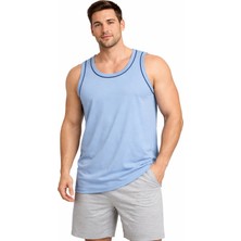 Justas Erkek Büyük Beden Rambo Atlet Mavi Lacivert Biyeli %100 Pamuk 3xl-6xl