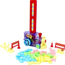 Happy Toys Renkli Pilli Domino Yerleştiren Tren Eğlenceli Oyun 80 Adet Domino Taşı ile