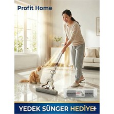 Profit Home Kendinden Sıkmalı Sünger Mop Temizlik Seti + Yedek Sünger, Kelebek Mop Seti