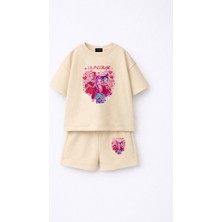 Fasardi Kpop Demon Hunters Huntrix Zoey Rumi Mira Baskılı Oversize %100 Pamuk Tişört Şort Çocuk Takım