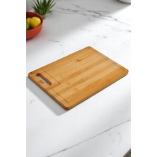 Gndz Store Bambu Serisi 32X22 cm Oluklu Antibakteriel Yıkanabilir Bambu Doğrama Tahtası