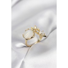 YF Tekstil Ambalaj Gold Renk Kutup Yıldızı Model Kadın Yüzük 5886 - YFTA165866-6247