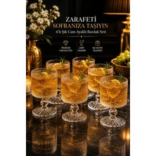 6 Lı Ayaklı Kristal Cam Meşrubat Kokteyl Bardağı Bardak 280ML