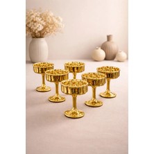 Yzhome 6 Lı Gold Kaplama Cam Ayaklı Kahve Yanı Lokumluk Kahvaltılık Kase Sunumluk 50ML