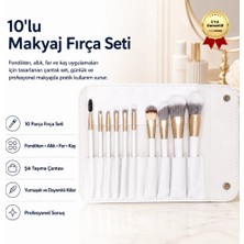 Hzl Makyaj Fırça Seti 10LU Çantalı Beyaz Gold
