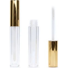 Lipstick Lipgloss Boş Tüp - Şeffaf Mika Ambalaj 5ml (GOLD KAPAK)
