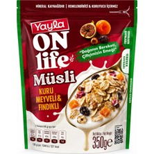 Yayla On Life Müsli Kuru Meyveli & Fındıklı 350 gr – Protein ve Lif Kaynağı Kahvaltılık Müsli