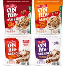 Yayla On Life Müsli & Granola Karışık Paket 4’lü Set – Yüksek Lif ve Protein Kaynağı”