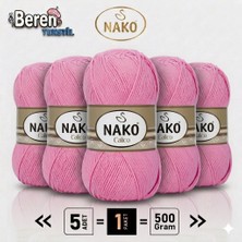 Nako Calico- 06668 Şeker Pembe- 5'li Paket - 100GR/240M - El Örgü Ipi - Amigurimi-Hırka- Kazak- Şal-Bebek Ipi