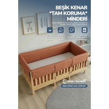 Yasetex Tasarım Montessori Beşik Kenar Koruma Takımı %100 Pamuk - Darbe Önleyici - Kiremit Renk - Buble Full