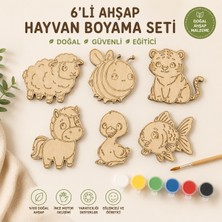 Çakra 6'lı Ahşap Hayvan Boyama Seti - Eğitici ve Eğlenceli Aktivite - Sevimli Hayvan Figürü
