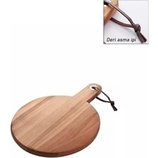 YF Tekstil Ambalaj Akasya Ahşap Yuvarlak Sunum Tabağı (20X30 Cm) | Doğal Saplı Peynir, Şarküteri, Pizza ve Meze Servis Tahtası | Küçük Boy Modern Ahşap Sunumluk (1.2 cm Kalınlık)