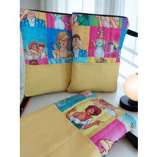 Aduşka Home Pop Art Desenli, Su Geçirmez Astarlı ve Elyaf Dolgulu Çok Amaçlı Kitap & Organizer Kılıfı (20X29 Cm)