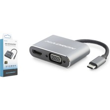 Nemere Type-C Combo Hub HDMI 4K VGA USB 3.0 Pd 4 Port Gri HDX7839