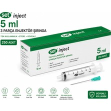 Set Inject 5ml 3 Parça Yeşil Uçlu Enjektör (250 Adet)