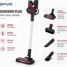 Onvo OVDSS01X Plus Dikey Şarjlı Süpürge 250W Bldc Motor 2200 Mah Çıkarılabilir Batarya 0.8l Toz Haznesi LED Başlık 3 Kademe Hız