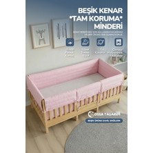 Yasetex Tasarım Montessori Beşik Kenar Koruma Takımı %100 Pamuk - Darbe Önleyici - Toz Pembe Renk - Buble Full