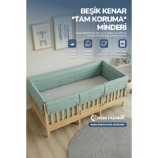 Yasetex Tasarım Montessori Beşik Kenar Koruma Takımı %100 Pamuk - Darbe Önleyici - Nil Yeşili Renk - Buble Full