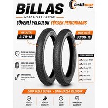 Billas 2.75-18 Tt 4pr 42P BL080 ve 90/90-18 Tt 4pr 51P BL080 Ön Arka Takım Iç Lastik Gerektirir Motosiklet Dış Lastiği