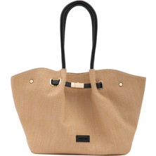 Santini Collection Kadın Çanta Omuz Çantası Hasır Çanta Kol Çantası Günlük Büyük Boy Yazlık Tote Çanta Siyah– Valencia Tote