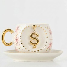BSK Ceramics Handmade Sakura Harfli Kahve Fincanı Ş Harfi