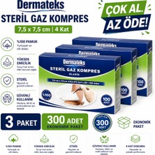 Dermateks Steril Gaz Kompres 7,5x7,5 cm 100'LÜ 3 Kutu