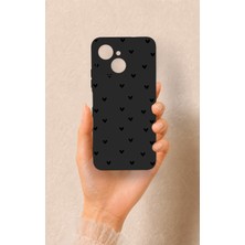 Vip Case Tecno Spark 40C Uyumlu Siyah Mini Kalp Desenli Silikon Kılıf