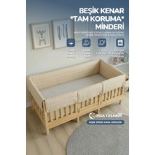 Yasetex Tasarım Montessori Beşik Kenar Koruma Takımı %100 Pamuk - Darbe Önleyici - Vanilya Renk - Buble Full