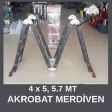 Erc 4x5 5,70 Akrobat Merdiven, Dayanıklı Katlanır Çok Amaçlı Merdiven