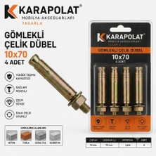 Karapolat Gömlekli Çelik Dübel 4 Adet  Raf Montaj Bağlantı Zemin Monte Tavan Asma Aparat Saplamalı