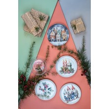 YF Tekstil Ambalaj Porselen Festive 4 Parça 15 cm Tabak