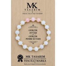 MK Tasarım Gerçek Aytaşı Gerçek Pembe Kuvars Bileklik MK.7000.834- Rahatlık-Dinginlik-Enerji- Stres Bilekliği