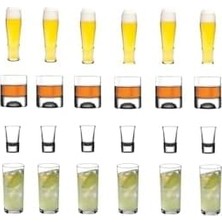 YF Tekstil Ambalaj Yılbaşı Özel Meşrubat Bardağı Viski Shot ve Rakı Bardak Seti 24 Parça Orjinal
