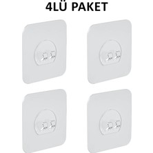 Decorelax 4'lü Kendinden Yapışkanlı Raf Tutucu Kanca Şeffaf Duvar Askı Aparatı Delmeden Çerçeve Askısı