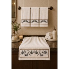 Hig Store Punch Panc Nakışlı Işlemeli Hediyelik Çeyizlik Dekoratif %100 Pamuk Havlu- Havlu Seti 50X90 cm 4 Adet