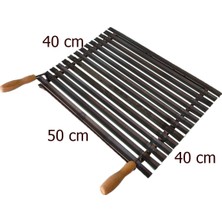 İklim 40 x 50 cm Demir Mangal Izgarası 5 kg Barbekü İçin Uzun Ömürlü Ahşap Saplı