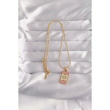 Lumina 316L Çelik Gold Renk Karışık Mineli Ay Figür Tarot Kolye