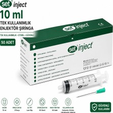 Set Inject 10 ml 3 Parça Yeşil Uçlu Enjektör (50 Adet)