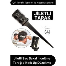 Svein #tarak Jiletli Saç Sakal Inceltme Tarağı Profesyonel Berber Kuaför Kırık Uç Düzeltme Kat Verme Şekillendirme Seyreltme Kesim Aparatı Çift Taraflı Güvenlik Korumalı Standart Jilet Uyumlu 17 cm