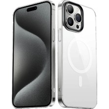 Apple iPhone 15 Pro Max Kılıf Zore Wireless Şarj Özellikli Şeffaf G-Glass Kapak