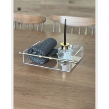 Marys Concept Pleksi Kutu Organizer Gold Detaylı Peçetelik ve Misafir Havluluğu Kutusu 20X26 cm