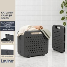 Lavine Katlanır Çamaşır Selesi 32 Lt Geniş Hacimli Portatif Çamaşır Sepeti