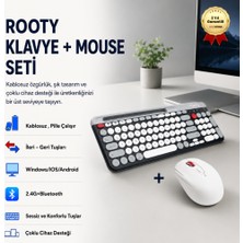 Hzl Rooty Bluetooth Klavye Mouse Set Çoklu Cihaz Bağlantılı Ev - Ofis Kullanımı İçin Ergonomik Tasarım