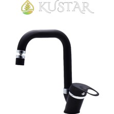 Kustar Lexus Siyah Mix Kuğu Aç Kapa Banyo Lavabo Bataryası Oynar Başlık 360 Ayarlanabilir
